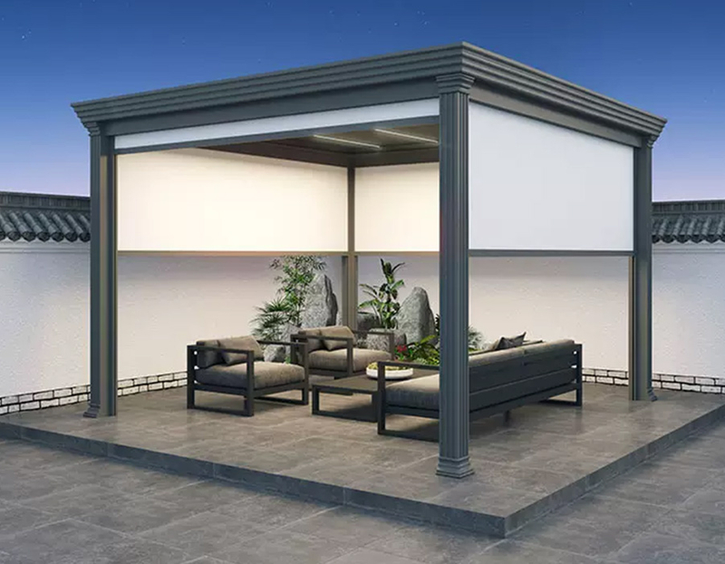 လျှပ်စစ် windproof ကုလားကာနှင့်အတူ Aluminum pergola