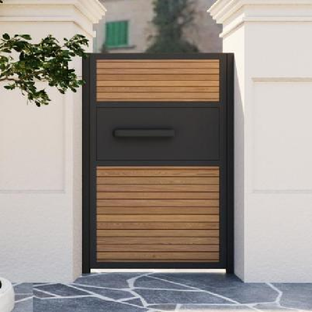 Leichte luxuriöse französische Stil intelligente Aluminiumlegierung Eingangstor Nachahmungsholz Holz Getreide Stummes Design